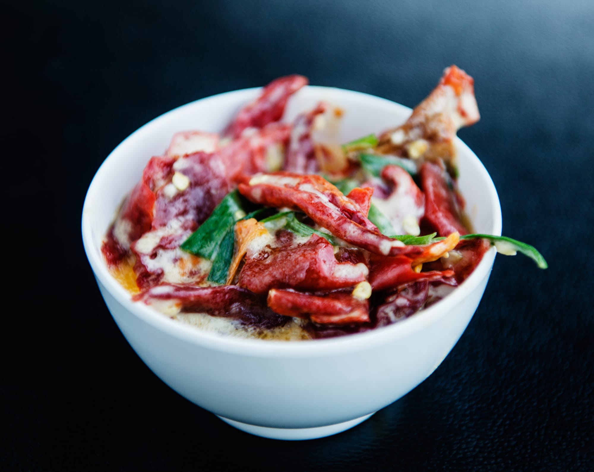 Red chili Ema Datshi, traditional Bhutanese chili and melted cheese dish