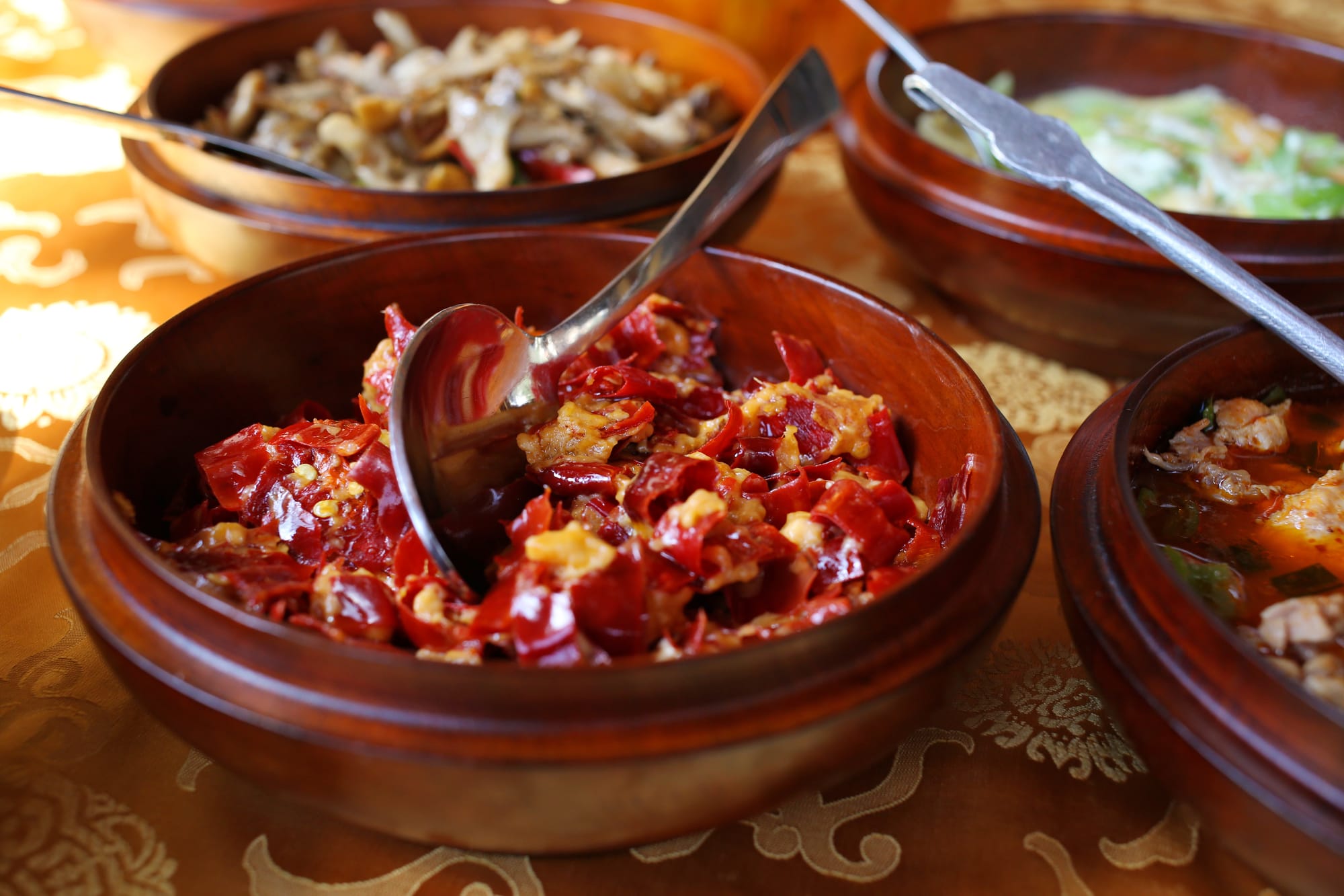 Authentic red chili Ema Datshi, Bhutanese cheese and chili dish in creamy melted datshi